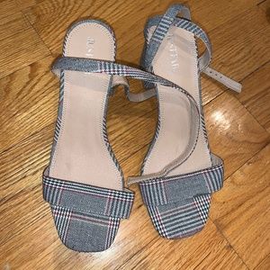 JustFab Grey Plaid print Strappy Heels
